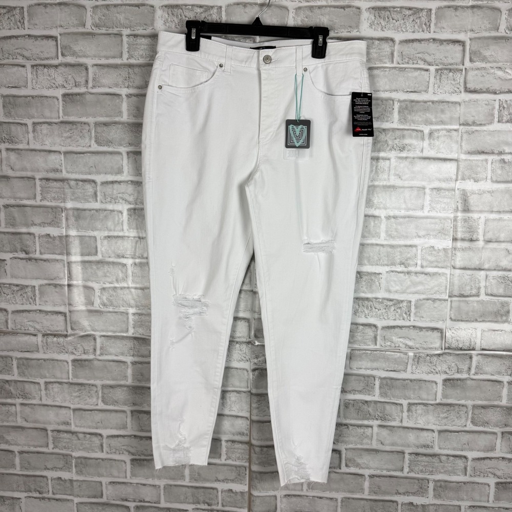Lularoe Jeans Womens 34 x 28 White Skinny Fit with Love Distressed Denim NWT
